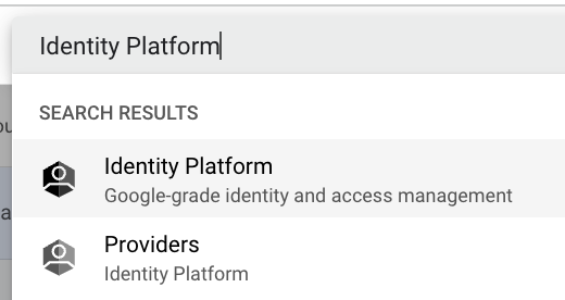 Search and click the 'Identity Platform' service.