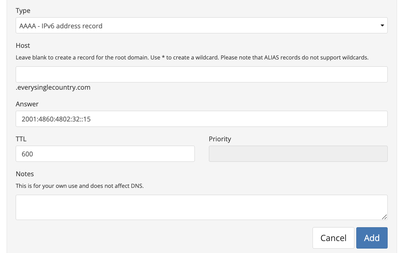 Copy each of the DNS records in Porkbun.