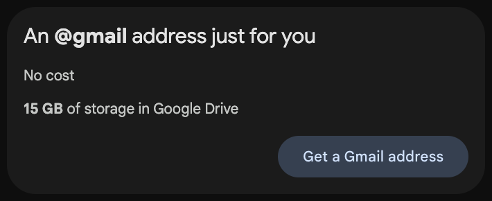 Click 'Get a Gmail address'.