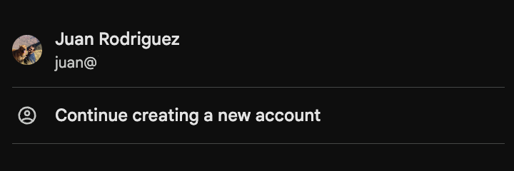 Click 'Continue creating a new account'.