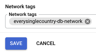 Fill in a 'Network tag', and click 'SAVE'.